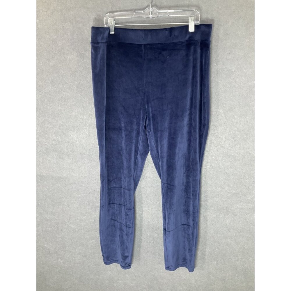 Lands End Pants Womens Size XL Navy Blue Fleece UnLined Yoga Comfy Lounge